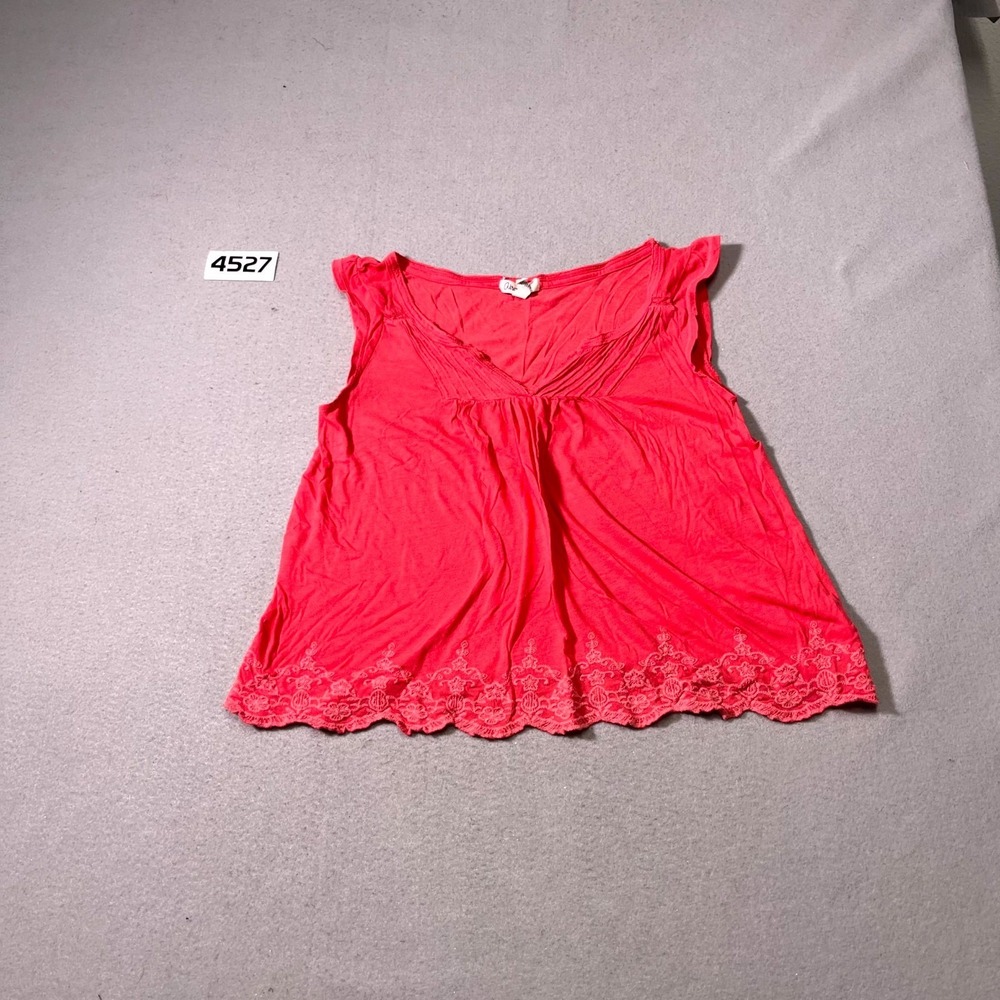 Aeropostale Top Womens Medium Pink Embroidered Eyelet Scallop Hem Sleeveless